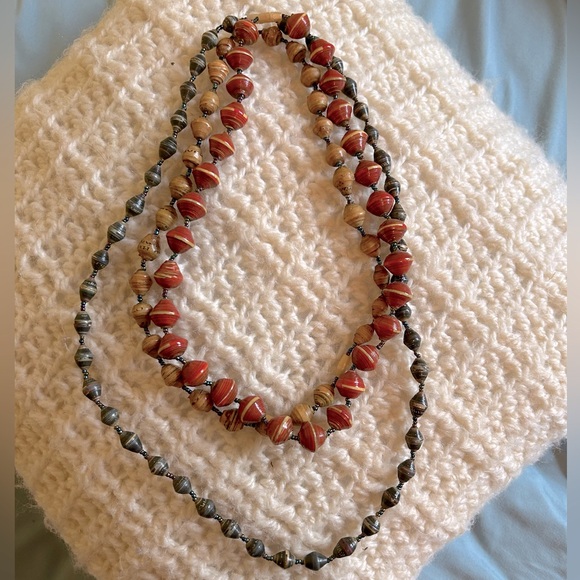 3 Strand Beaded Necklace—Fall Colors 🍁 - Picture 1 of 5